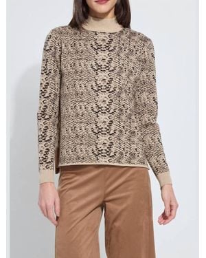 Lyssé Declan Mock Neck Jacquard Sweater - Brown