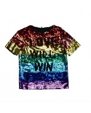 Ashish Pre-Loved Love Will Win Sequin Cotton Tee - Purple