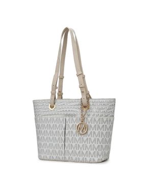 MKF Lori M Logo Printed Vegan Leather Tote Handbag - Gray