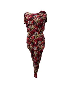 Saloni Printed Midi Dress - Red