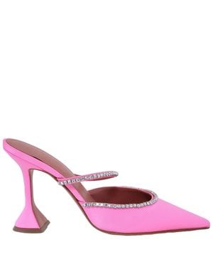 AMINA MUADDI Gilda Pointed-Toe Satin Mules - Pink