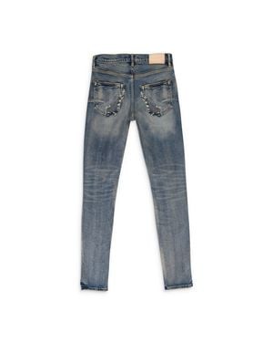 Purple Brand Mid Dirty Vintage Repair With Marbled Bleach Skinny Jeans - Blue