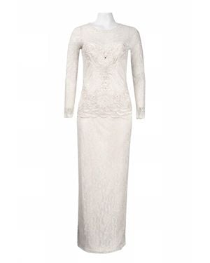 Sue Wong Floral Lace Evening Dress - White