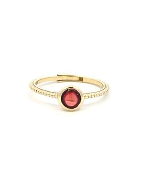 AAMIAA Color Candy Collection Ring With 5Mm Round Garnet - White