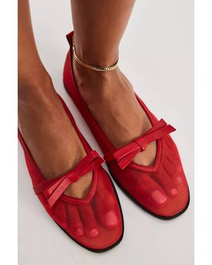 Free People Mesh Mania Bow Flat Shoes - Red