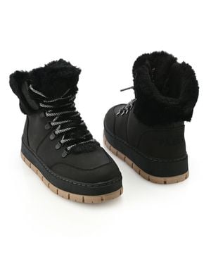 Pajar "Chalet" Faux Fur Trimmed Leather Boots - Black