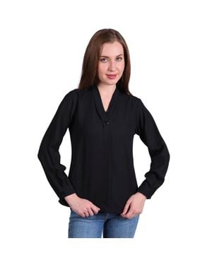 TRUEDAMES Blended Georgette Top Elegant Casual Fashion Wear - Black