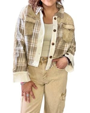 Oli & Hali Plaid Button Front Shirt - Natural