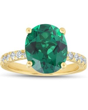 Pompeii3 Emerald & Diamond 3/8 Ct Ring 14K Lab Grown - Green