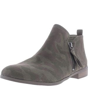 Dr. Scholls Rate Zip Faux Suede Almond Toe Ankle Boots - Gray
