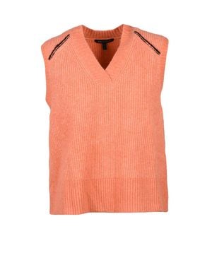 ARMANI EXCHANGE Sleeveless Knit Vest With V-Neckline And Ribbed Texture - Orange