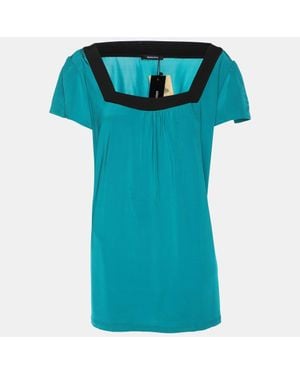Elena Miro Jersey Square Neck Cap Sleeve Top - Blue