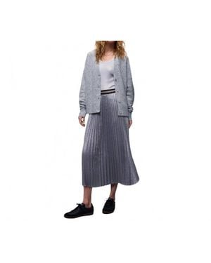 Summum Pleated Lame Skirt - Blue