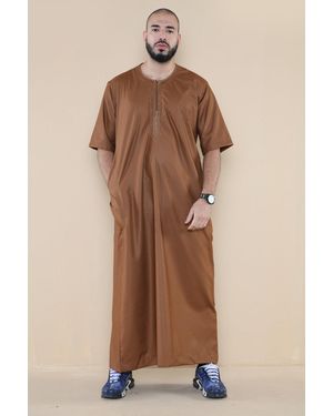 Arabic Thobes Thobe Jubba Islamic Arab Moroccan Saudi Zipped Kaftan Arab Robe - Natural