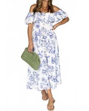 Olivaceous Daffodil Darling Smocked Dress - Blue