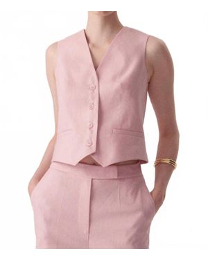 Exquise Waist-Fitted Linen Vest - Pink
