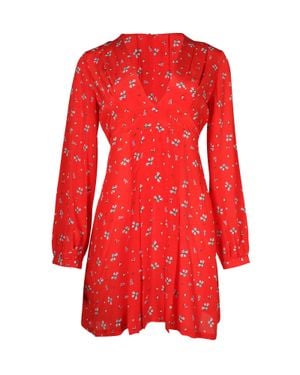 RIXO London Long Sleeve Mini Dress - Red