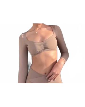 Rockstar Peach Sophie Long Sleeve Crop Top - Black