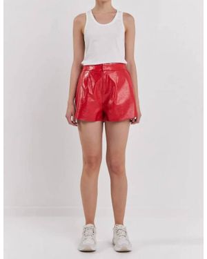 Grey Lab High-Waisted Faux Leather Short - Red
