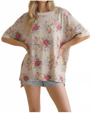 Haptics Vintage Floral Oversized Loose Fit Top - White