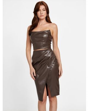 Guess Allen Faux-Leather Tube Top - Brown