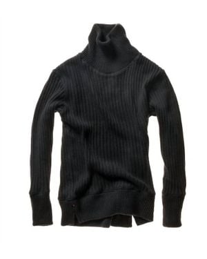 Relwen Cotton Wool Rib Turtleneck Sweater - Black