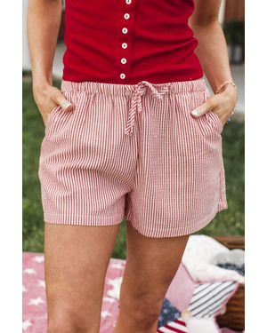 Charlotte Avery Striped Coastal Drawstring Shorts - Pink
