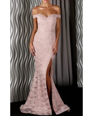 Jadore Lace Off The Shoulder Gown - Brown
