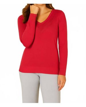 French Kyss Braided V-Neck Top - Red