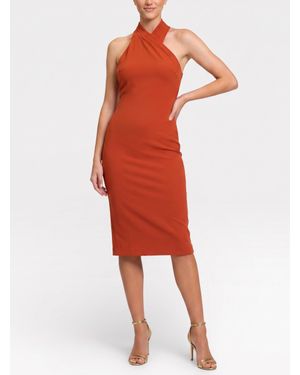 Rachel Roy Harland Crossover Halter Midi Dress - Red