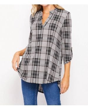 Honeyme Plaid Gabby Top - Gray