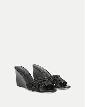 Veronica Beard Ellen Macrame Wedge Sandals - Black
