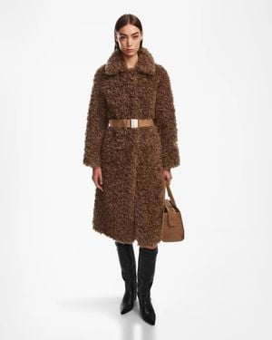 Rudsak Kamilah Textured Wool Teddy Trench - Brown