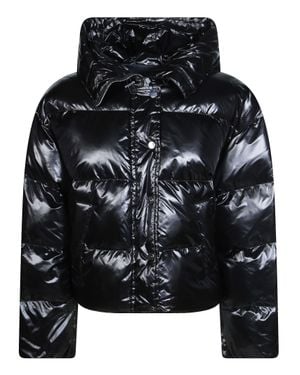Pinko Impasto Padded Canvas High Collar Jacket - Black