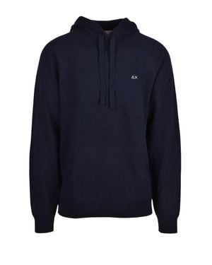 Sun 68 Merino Wool-Blend Hooded Knit Sweater - Blue