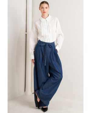 TRUEDAMES Relaxed Tailored Denim Loose Fitting Pants - Blue