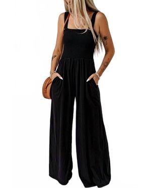 Little Daisy Closet Smocked Tank Wide Leg Jumpsuit - Black