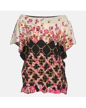 Roberto Cavalli Floral Print Silk Tops - Multicolor