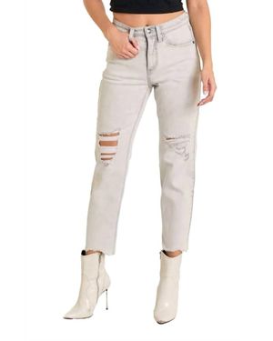 Rock & Roll Denim Straight Crop Jeans - Natural