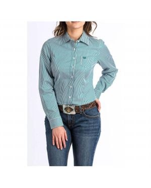 Cinch Striped Button Up Shirt - Blue