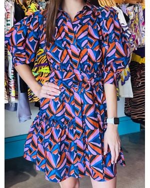 Sincerely Ours Abstract Tile Mini Dress - Blue