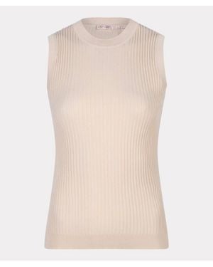 EsQualo Laura Ribbed Tank - Natural