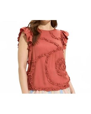 Fdj Flutter Sleeve Top - Red