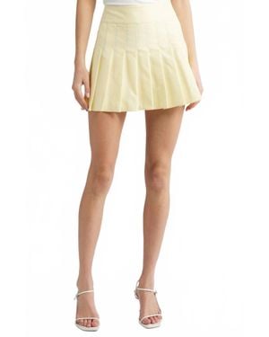 French Connection Sabine Twill Pleated Mini Skirt - Yellow