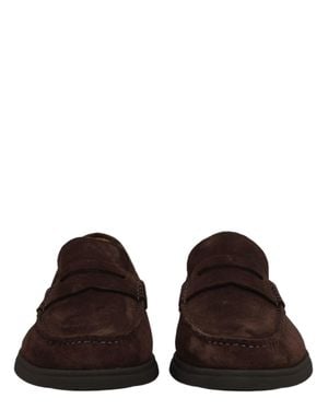 BOSS Soft Suede Strap Loafers - Brown