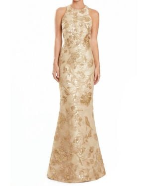 Daymor Halter Embellished Sheath Evening Gown - Natural