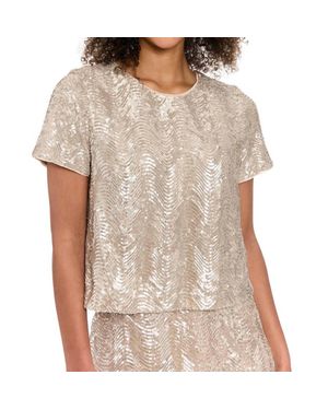 Maggy London Wavy Sequin Tee - Brown