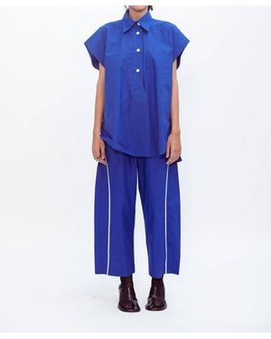 LOVEBIRDS Barrel Wide-Leg Trouser - Blue