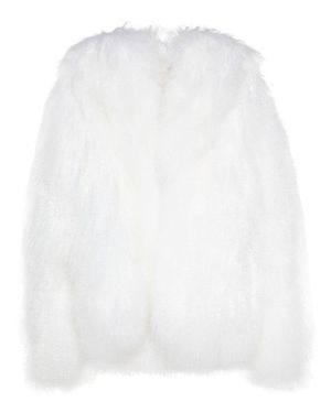 The Attico Voluminous Short Coat With Deep V-Neck - White