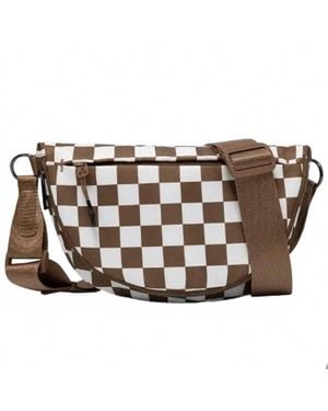 The Lyrical Spirit Checkered Nylon Fanny Pack Sling Bags - Brown